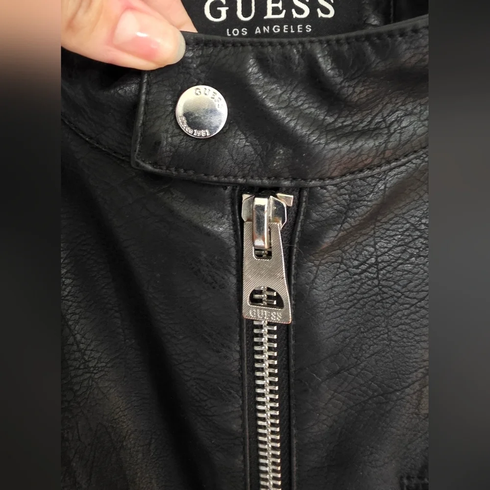Guess Men's Black Faux Leather Jacket
